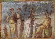 unknow artist Wall painting from Herculaneum showing in highly impres sionistic style the bringing of offerings to Dionysus Sweden oil painting artist